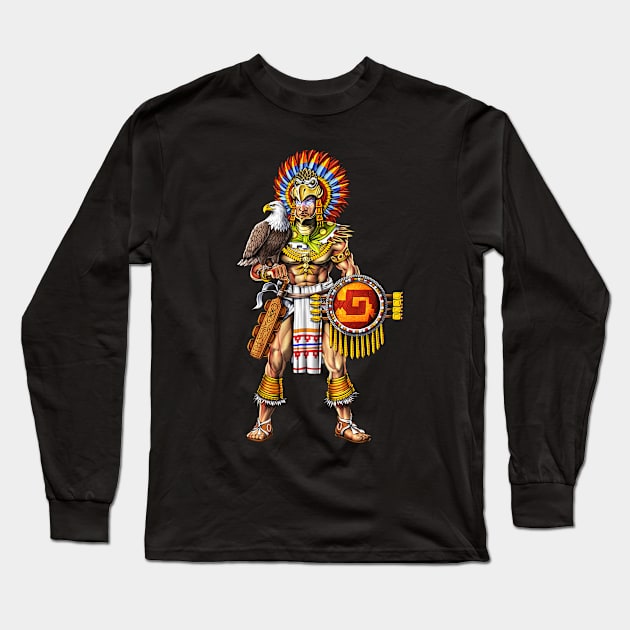 Aztec Eagle Warrior Long Sleeve T-Shirt by underheaven